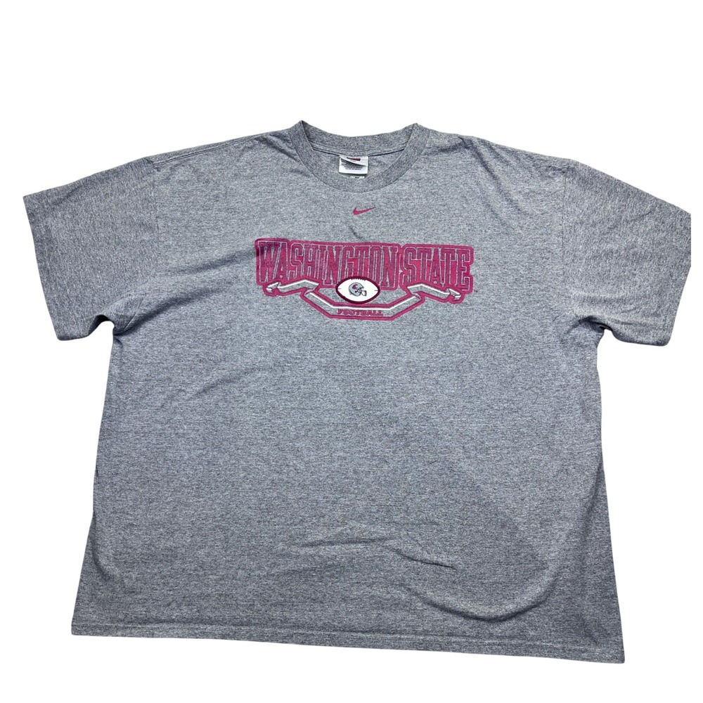 VTG Washington State Cougars Football Nike Team T-Shirt XXL Gray Center‎ Swoosh